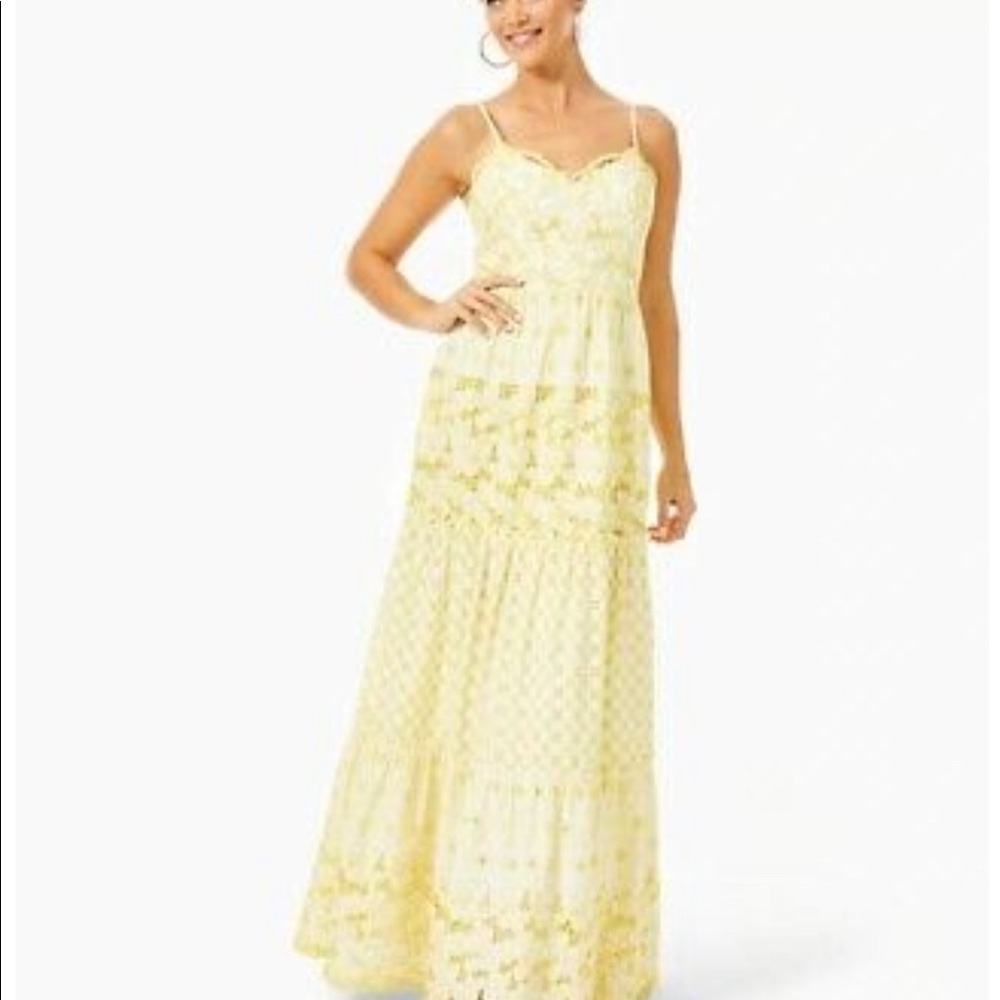 NEW Lilly Pulitzer KYLA MAXI DRESS St Tropez Yellow Garden